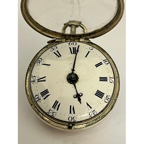 5233 - An 18th Century shagreen and Piqué work triple cased pocket watch, enamelled Roman dial with steel h... 