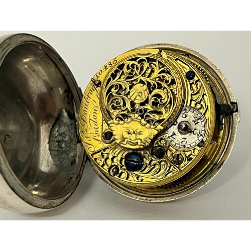 5233 - An 18th Century shagreen and Piqué work triple cased pocket watch, enamelled Roman dial with steel h... 