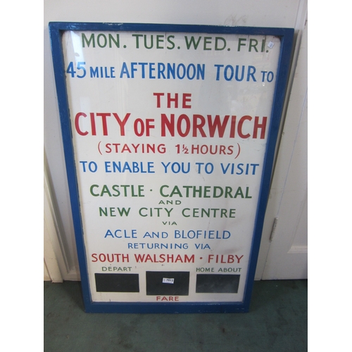 7012 - A double sided City of Norwich coach sign, 60cm x 94cm including frame