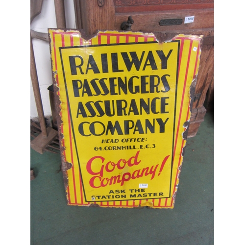 7037 - An enamel sign - Railway Passengers Assurance Company, 51cm x 77cm