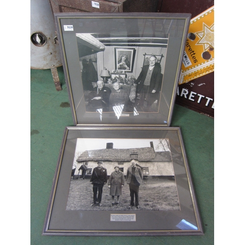 7039 - Two large framed and glazed black and white photographs of Walter, Rosie and Harry Splat