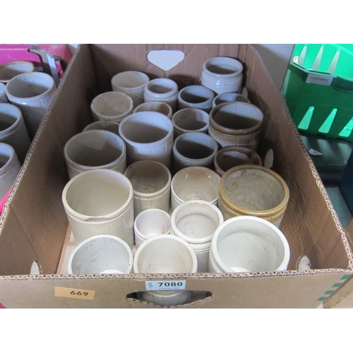 7080 - A box of mixed jam pots