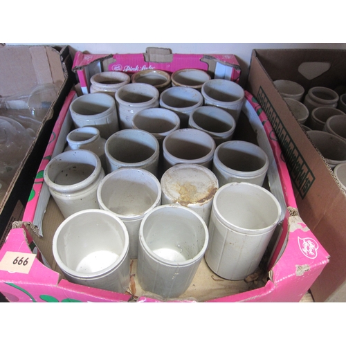 7081 - A box of white jam pots