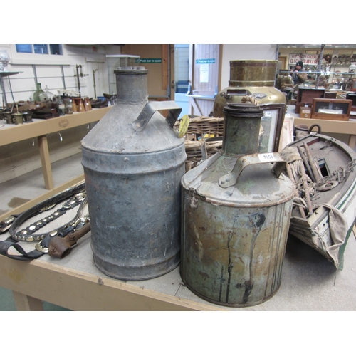 7106 - Two galvanised oil cans