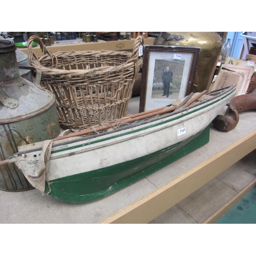 7107 - A wooden model of a fishing trawler