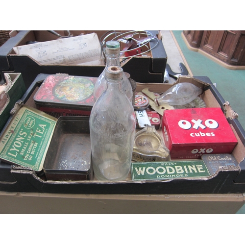 7115 - A box of mixed bottles and tins including Wills Woodbine Dominoes