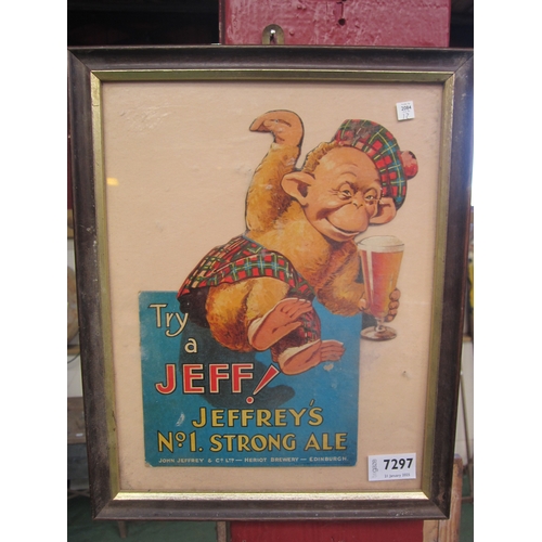 7297 - A framed and glazed advert for Jeffreys Ale