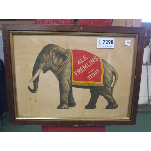 7298 - A framed and glazed advert Fremilns Ale and Stout depicting an elephant