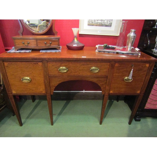 4043 - A 19th Century crossbanded mahogany sideboard with fan inlay decoration the single door cupboard wit... 