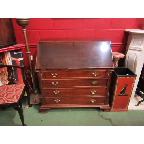 4138 - A George III style mahogany bureau with a fully fitted interior over four drawers on bracket feet (w... 