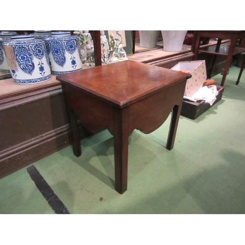 4190 - A 19th Century mahogany lamp table with hinged lid over a shaped apron and chamfered square legs, 48... 