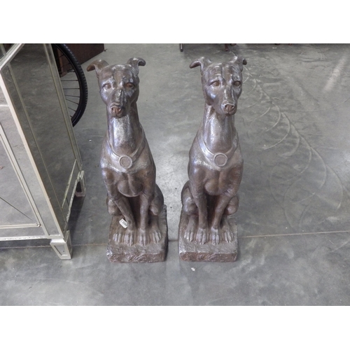 3322 - A pair of resin Greyhound figures 78cm tall