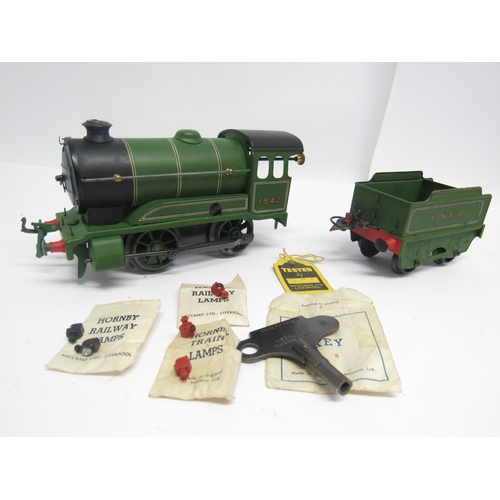 5148 - Boxed Hornby 0 gauge rolling stock and track, to include 501 clockwork 0-4-0 locomotive no.1842 ansd... 