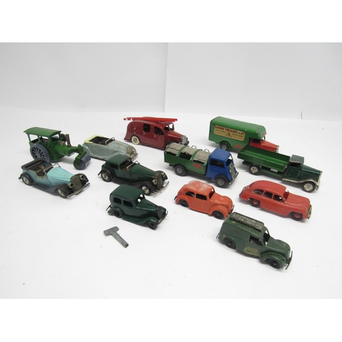 5060 - A collection of loose and playworn Triang Minic clockwork vehicles, comprising nine tinplate example... 