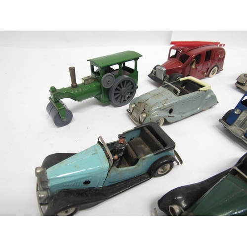 5060 - A collection of loose and playworn Triang Minic clockwork vehicles, comprising nine tinplate example... 