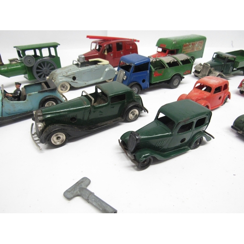 5060 - A collection of loose and playworn Triang Minic clockwork vehicles, comprising nine tinplate example... 