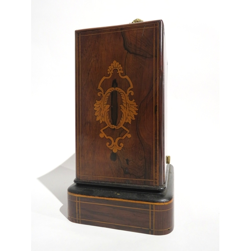 8093 - A 19th Century rosewood marquetry inlaid mantel clock by Henry Marc, circa 1865, eight day movement ... 