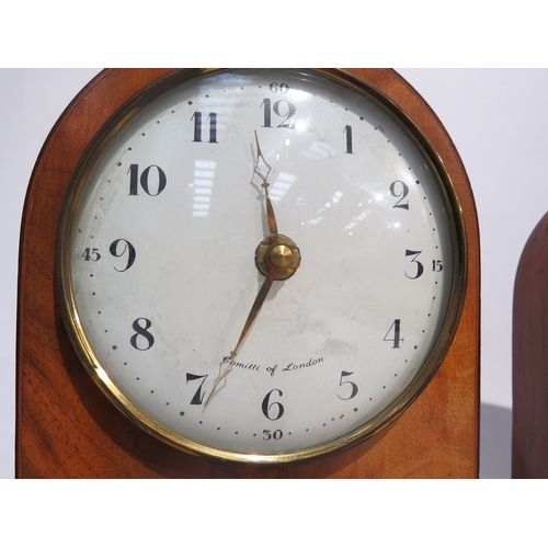 8070 - Two dome top mantel clocks, one with white Arabic dial signed 'Comitti of London' having an outer mi... 