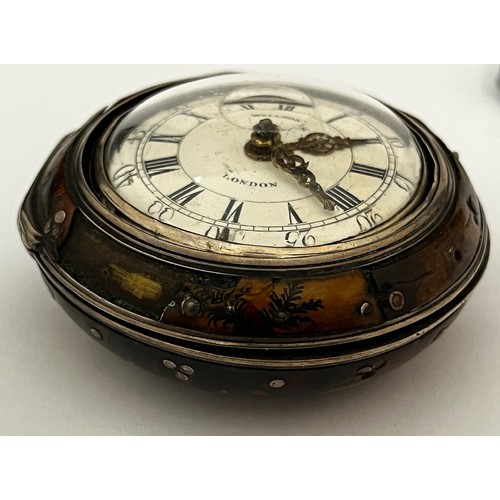 5236 - WELDON OF LONDON: An 18th Century silver and tortoiseshell triple cased pocket watch. The outer case... 