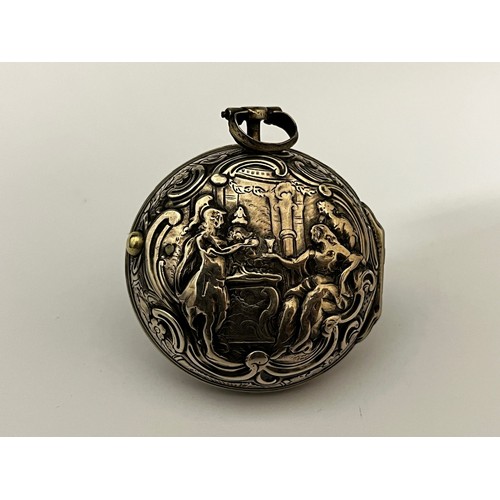 5236 - WELDON OF LONDON: An 18th Century silver and tortoiseshell triple cased pocket watch. The outer case... 