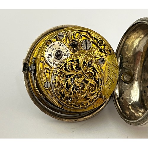 5236 - WELDON OF LONDON: An 18th Century silver and tortoiseshell triple cased pocket watch. The outer case... 