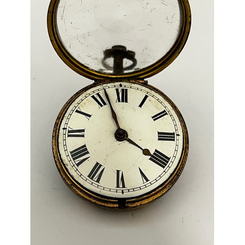 5231 - SIGNED B MAUDING, LONDON: An 18th Century gilt metal pair cased pocket watch. The outer case with na... 