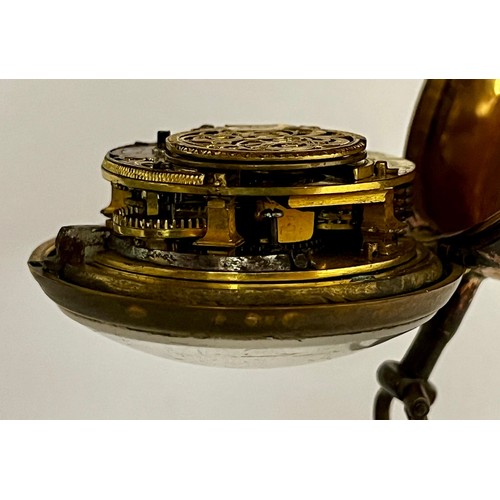 5231 - SIGNED B MAUDING, LONDON: An 18th Century gilt metal pair cased pocket watch. The outer case with na... 