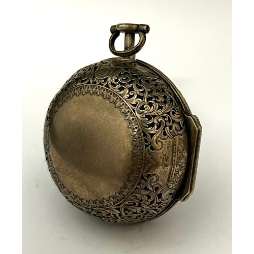 5267 - SIGNED ZOLLING, LONDON: A late 17th/early 18th Century silver pair cased repeating pocket watch. The... 