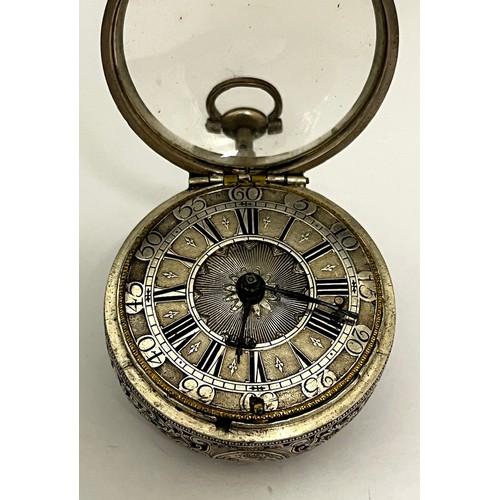 5267 - SIGNED ZOLLING, LONDON: A late 17th/early 18th Century silver pair cased repeating pocket watch. The... 