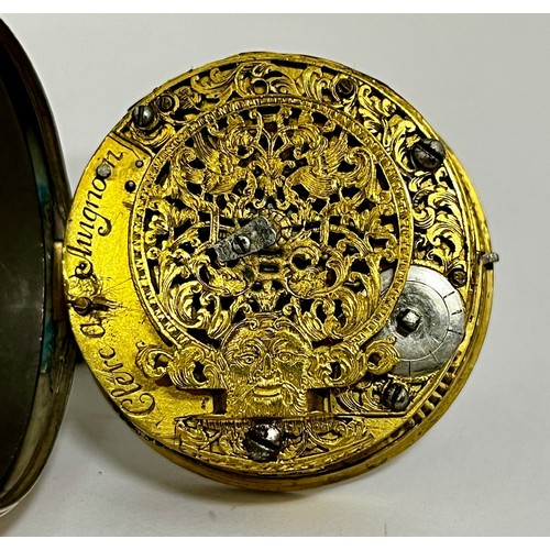 5282 - SIGNED CLERC A AVIGNON: A late 17th/early 18th Century French silver cased alarm pocket watch. The s... 