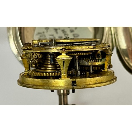 5282 - SIGNED CLERC A AVIGNON: A late 17th/early 18th Century French silver cased alarm pocket watch. The s... 