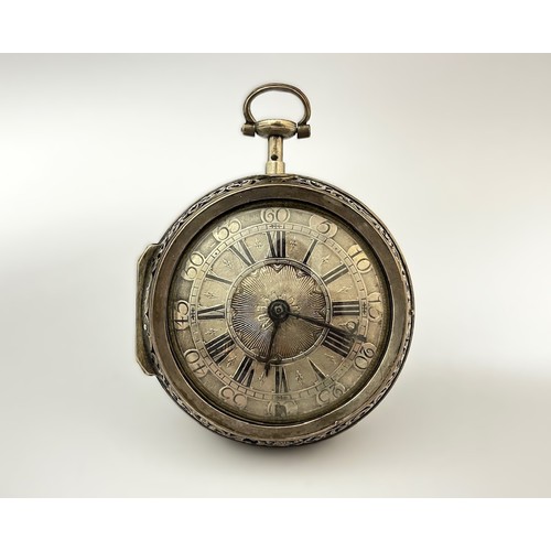 5267 - SIGNED ZOLLING, LONDON: A late 17th/early 18th Century silver pair cased repeating pocket watch. The... 