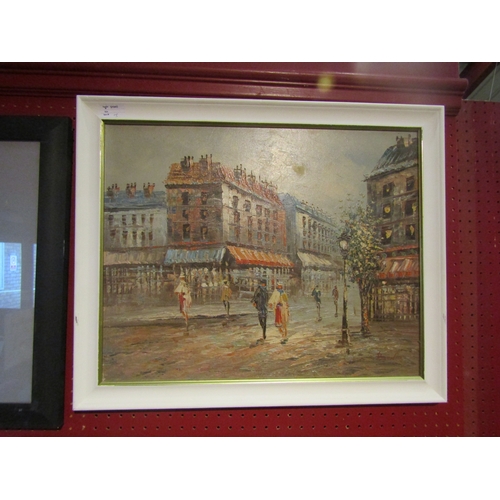 4083 - After Caroline Burnett (1877-1950) Parisian street scene, acrylic on canvas, framed, 39cm x 49cm ima... 