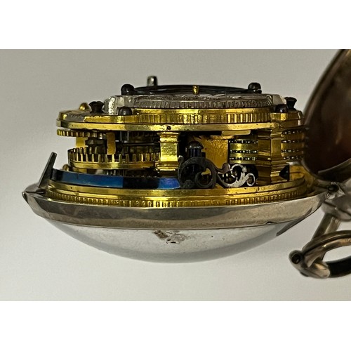 5276 - PIETER VAN DEN BERGH, ROTTERDAM: An 18th Century Dutch silver pair cased pocket watch. The outer cas... 