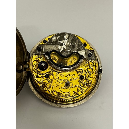 5276 - PIETER VAN DEN BERGH, ROTTERDAM: An 18th Century Dutch silver pair cased pocket watch. The outer cas... 