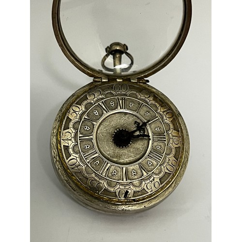 5261 - REGUILLON BERGIER: A late 17th/early 18th Century French silver pair cased pocket watch. The outer c... 