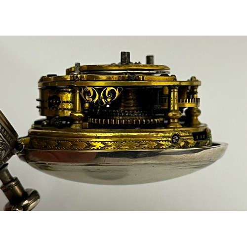 5280 - D. HUBERT OF LONDON: A late 17th/early 18th Century silver pair cased pocket watch with alarm. The o... 