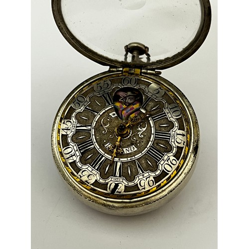 5264 - SIGNED MOÏSE DURAND: A late 17th/early 18th Century silver pair cased pocket watch. The silver dial ... 