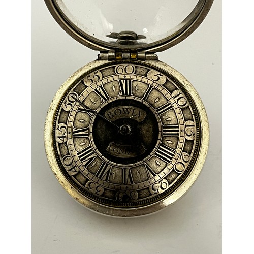 5278 - SIGNED DEV BOWLY, LONDON: A late 17th/early 18th Century silver pair cased pocket watch. The silver ... 