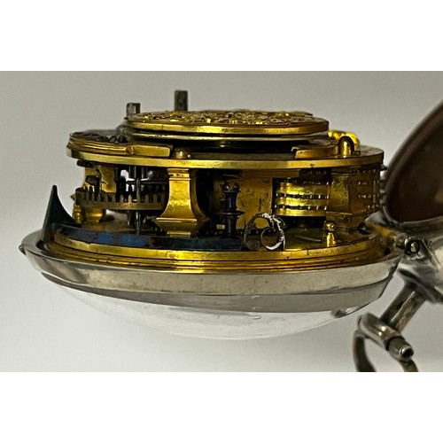 5278 - SIGNED DEV BOWLY, LONDON: A late 17th/early 18th Century silver pair cased pocket watch. The silver ... 