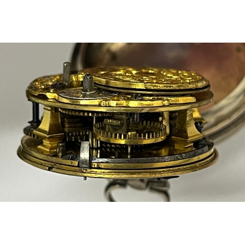 5279 - JOHN MASTERS OF LONDON: A late 17th/early 18th Century silver front-opening pocket watch. The silver... 