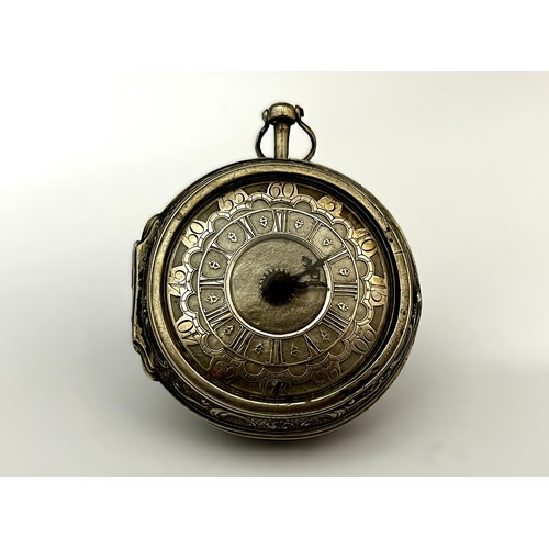 5261 - REGUILLON BERGIER: A late 17th/early 18th Century French silver pair cased pocket watch. The outer c... 