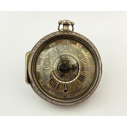 5280 - D. HUBERT OF LONDON: A late 17th/early 18th Century silver pair cased pocket watch with alarm. The o... 