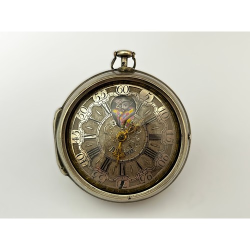 5264 - SIGNED MOÏSE DURAND: A late 17th/early 18th Century silver pair cased pocket watch. The silver dial ... 