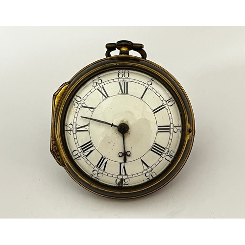 5209 - JOHN GORDON OF LONDON: An 18th Century gilt metal cased pocket watch. The enamelled Roman and Arabic... 