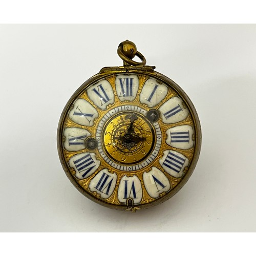 5206 - PASCAL HUBERT OF ROUEN: A late 17th/early 18th Century French gilt brass cased pocket watch with ala... 