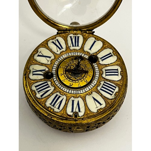 5206 - PASCAL HUBERT OF ROUEN: A late 17th/early 18th Century French gilt brass cased pocket watch with ala... 