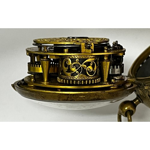 5206 - PASCAL HUBERT OF ROUEN: A late 17th/early 18th Century French gilt brass cased pocket watch with ala... 