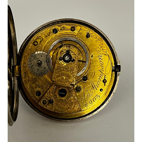 5214 - JOHN THOMPSON OF LONDON: A late 18th/early 19th Century silver pair cased pocket watch. The enamelle... 