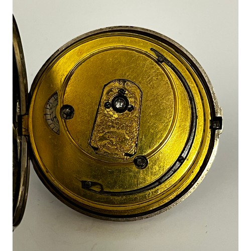 5214 - JOHN THOMPSON OF LONDON: A late 18th/early 19th Century silver pair cased pocket watch. The enamelle... 